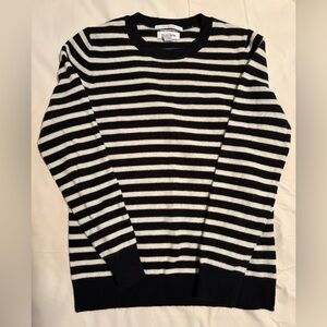 Nordstrom Black and White Striped Cashmere Sweater XS